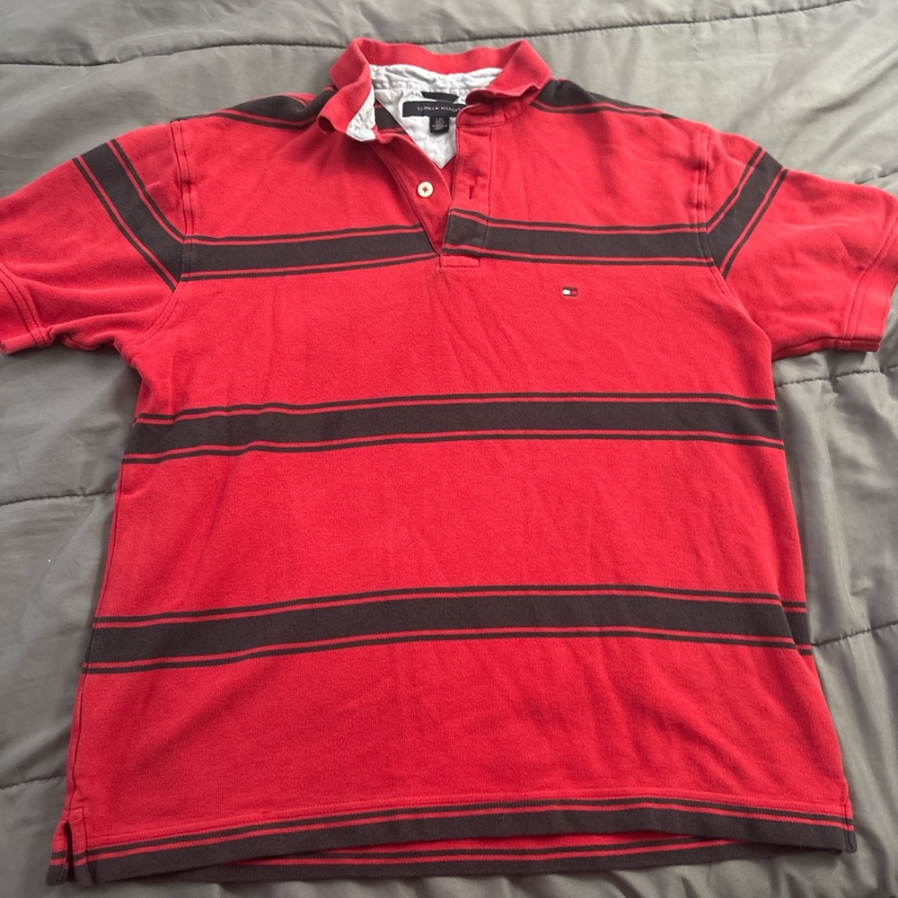 Tommy Hilfiger Red Striped Polo Shirt